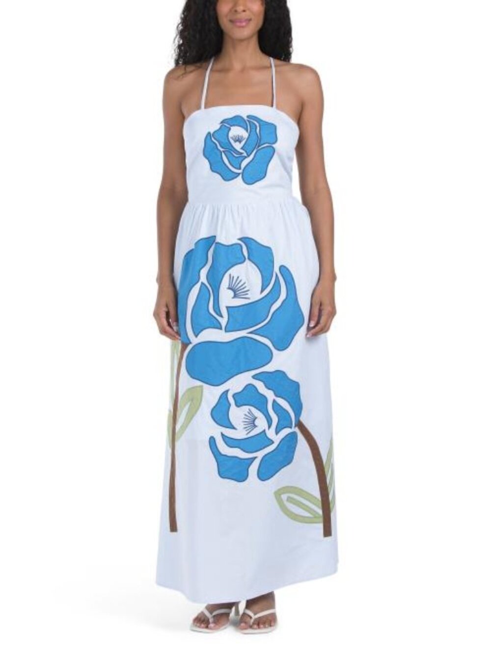 SOLITAIRE Sleeveless Floral Applique Maxi Dress